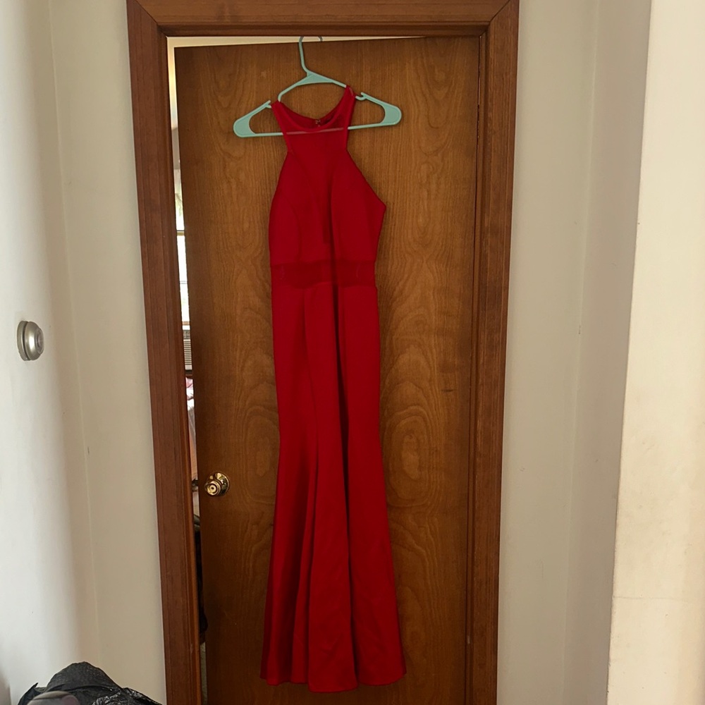 Elegant Red Halter Dress